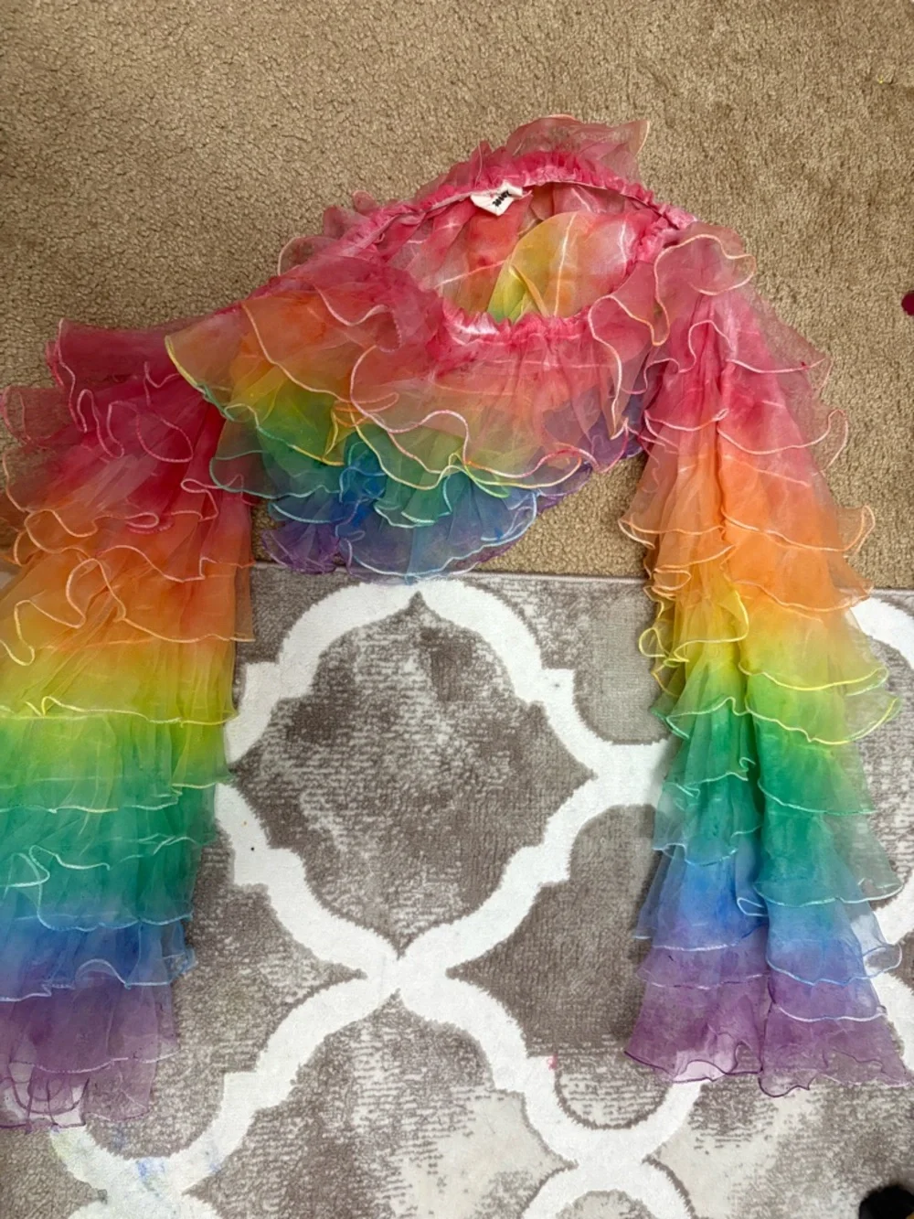 Hot Topic Rainbow Ruffle Crop Top - Multicolor - Picture 2 of 3